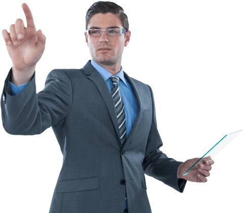 Businessman in Suit Using Transparent Digital Interface - Download Free Stock Videos Pikwizard.com