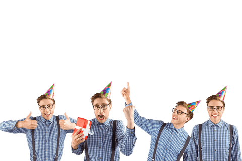 transparent background joyful man with party hats celebrating - Download Free Stock Videos Pikwizard.com