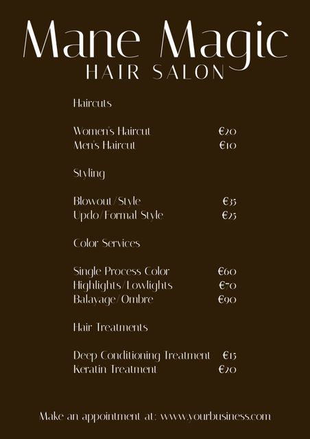 Minimalist Salon Service List Template for Hair and Spa Services - Download Free Stock Videos Pikwizard.com