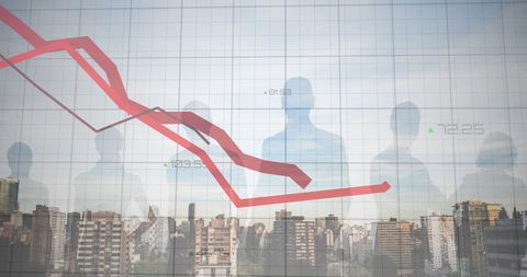 Financial Downtrend in Urban Overview with Silhouettes - Download Free Stock Images Pikwizard.com