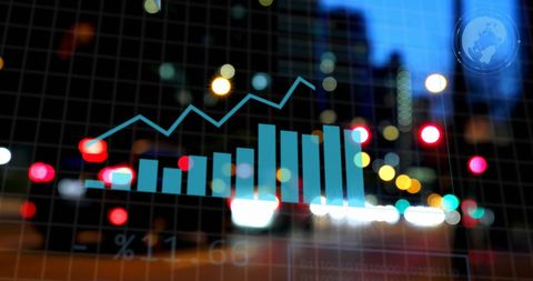 Global Business Data Analytics Overlaying Twinkling City Lights