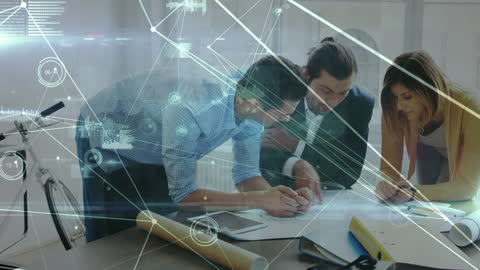 Innovative Team Collaborating with Digital Interface