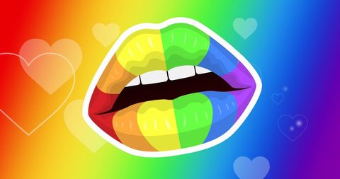 Vibrant rainbow lips with heart motifs celebrating lgbtq pride