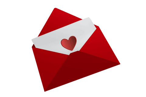 Valentine's day envelope with heart for transparent background design