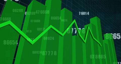 Dynamic Financial Graph with Bar Chart on Digital Grid - Download Free Stock Images Pikwizard.com