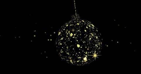 Golden Glitter Christmas Bauble on Black Background - Download Free Stock Images Pikwizard.com