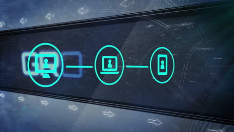 Digital Communication Technology Concept with QR Code Animation