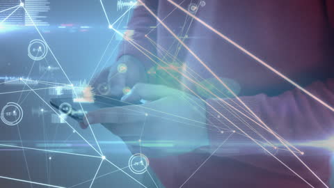 Futuristic Network Connections Over Smartphone Tech Interaction