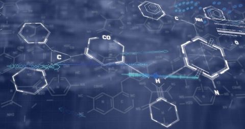 Futuristic Chemical Formula on Blurry Digital Background - Download Free Stock Images Pikwizard.com