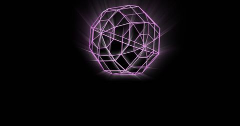 Glowing Geometric Shape with Digital Grid on Black Background - Download Free Stock Images Pikwizard.com