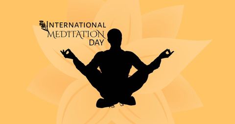 Silhouette meditating for international meditation day celebration