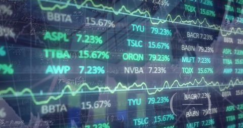 Digital stock market display with ticker data