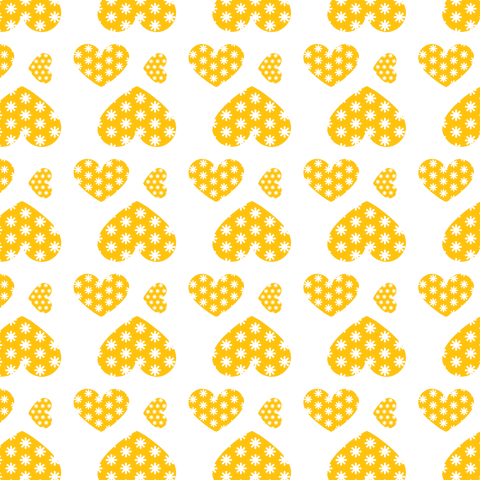 Abstract yellow heart pattern on transparent background