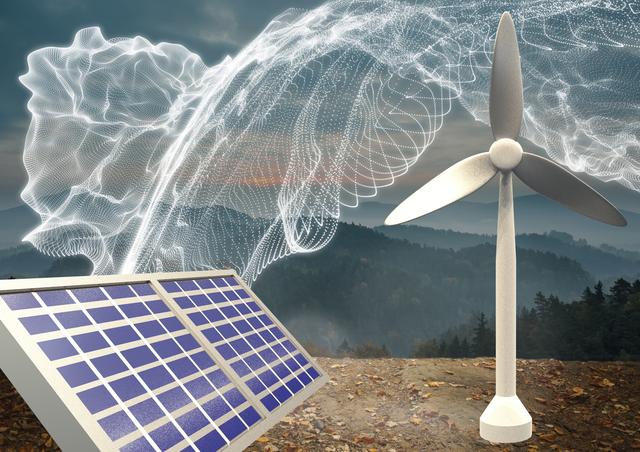 Renewable Energy Concept with Solar Panel and Wind Turbine - Download Free Stock Photos Pikwizard.com
