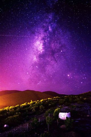 Milky Way Glowing Above Mountainous Landscape