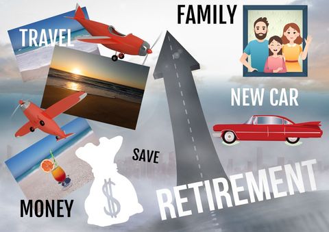 Inspiring Financial Planning Goals Collage with Future Aspirations - Download Free Stock Templates Pikwizard.com