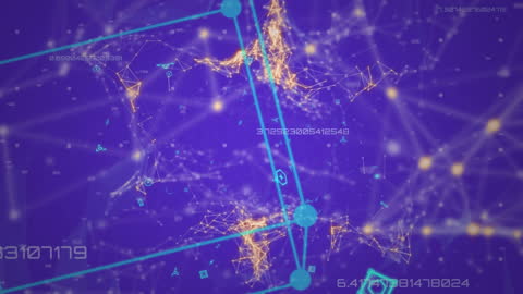 Digital Network Globe with Connection Network on Purple Background