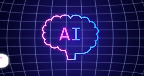 Futuristic AI Icon over Digital Grid Background - Download Free Stock Images Pikwizard.com