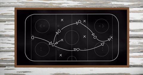 Hockey Strategy Drawn on Blackboard Diagram