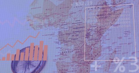 Digital Data Visualization Overlaid on African Continent Map - Download Free Stock Images Pikwizard.com