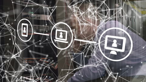 Cyber Network Connections Overlaid on Technology Background