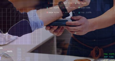 Contactless Payment and Stock Market Concept Close-Up