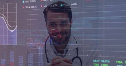 Doctor Analyzing Medical Data with Futuristic Technology