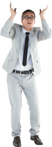 Frustrated Young Businessman Reacting on Transparent Background