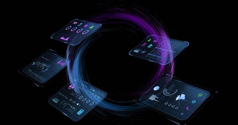 Abstract Digital Financial Interface with Futuristic Charts