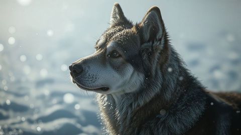 Majestic Husky Dog Gazing Noble in Snowy Landscape