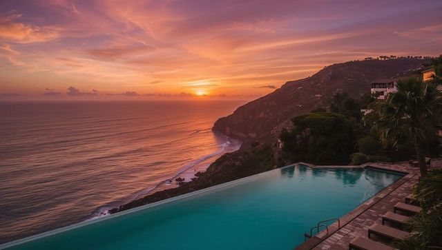 Infinity Pool Overlooking Ocean at Sunset