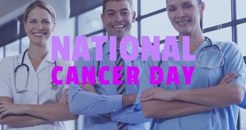 Healthcare team in hospital for national cancer day awareness