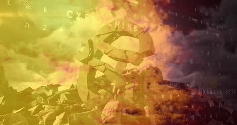 Broken Euro Symbol Amidst Clouds With Cybersecurity Elements