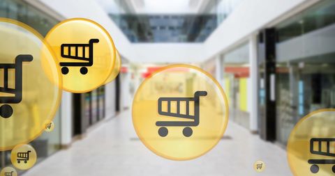 Digital Shopping Interface Over Retail Space - Download Free Stock Images Pikwizard.com