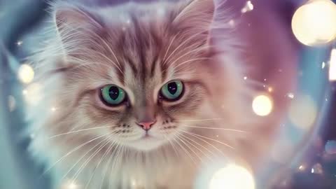 Close-Up of Tabby Cat with Shimmery LED Lights in Cozy Setting