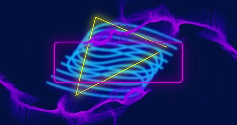 Colorful Neon Geometric Shapes on Dark Background - Download Free Stock Images Pikwizard.com