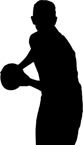 Transparent rugby player holding ball confidently