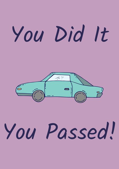 Congratulations On Passing Driving Test With Blue Car And Purple Background - Download Free Stock Videos Pikwizard.com