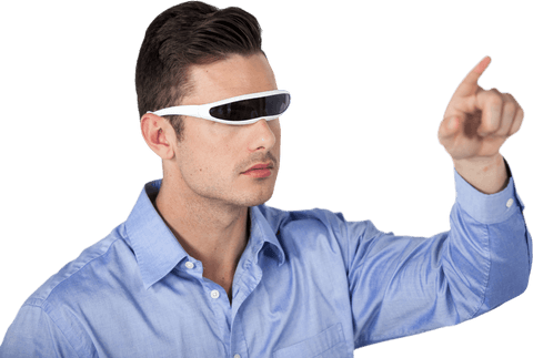 Man Interacting with Virtual Technology in Transparent Background - Download Free Stock Videos Pikwizard.com