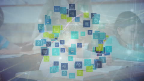 Digital Education Interface Illustrating Learning Networking