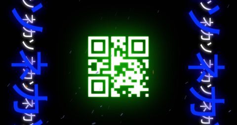 Glowing Neon QR Code with Digital Interface Pattern - Download Free Stock Images Pikwizard.com