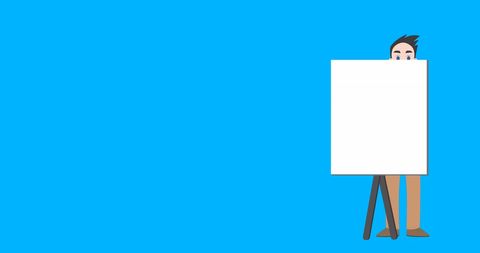 Businessman with Presentation Whiteboard on Blue Background - Download Free Stock Images Pikwizard.com