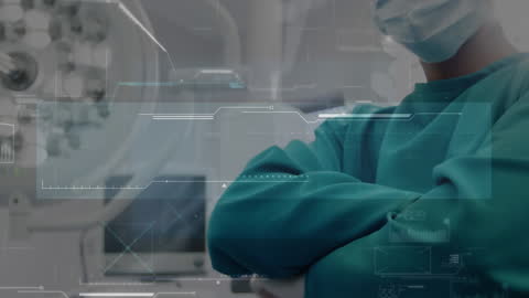 Innovative Medical Technology Interface with Professional in Scrubs