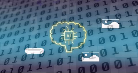 Conceptual AI Interface with Binary Coding Background - Download Free Stock Images Pikwizard.com