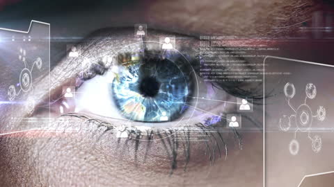 Futuristic Eye with Digital Interface and Biometrics