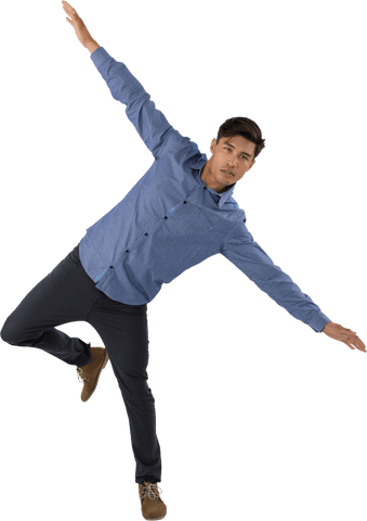 Businessman balancing with transparent background