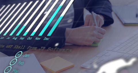 Businesswoman analyzing financial growth and planning strategy