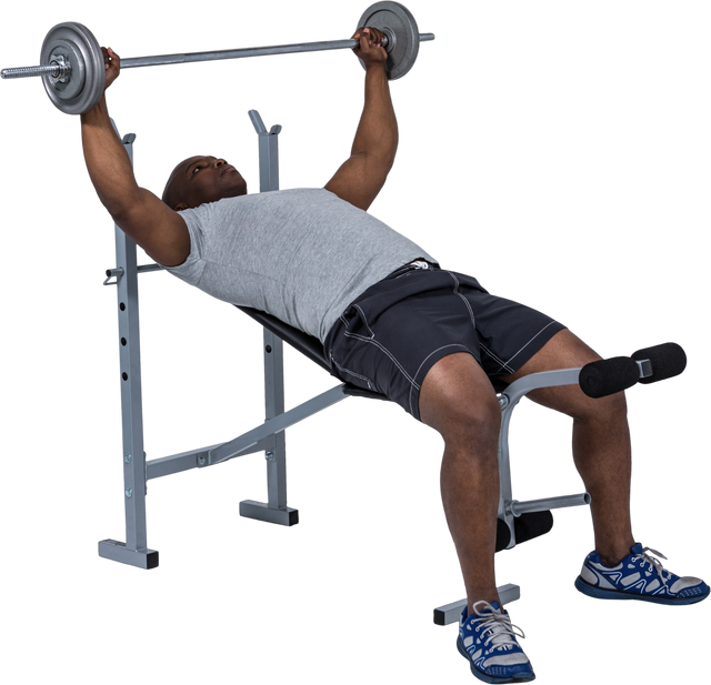 Transparent Background Fit Man Exercising with Barbell on Bench - Download Free Stock Videos Pikwizard.com