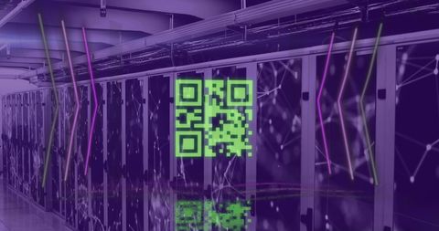 Advanced QR Code with Digital Data Processing Servers Background - Download Free Stock Images Pikwizard.com