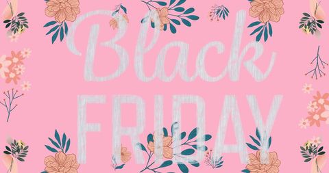Floral Black Friday Sales Announcement on Pink Background - Download Free Stock Images Pikwizard.com